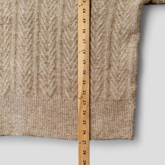 NWT Stellae Dux V-Neck Sweater Cable-Knit Long Sleeve Drop Shoulder Tan Size XL - Picture 7 of 9